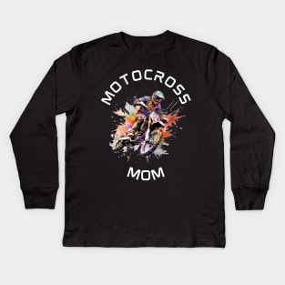 Motocross Mom Dirt Bikes Racer Kids Long Sleeve T-Shirt